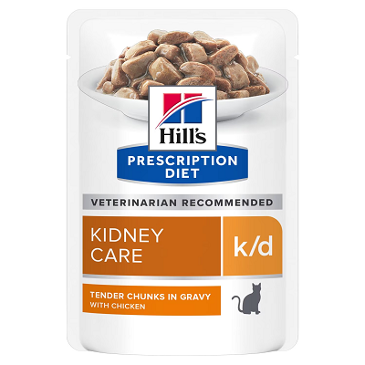 Hills Prescription Diet k/d Kidney Care влажный корм для кошек, профилактика и лечение почек, Курица, 85г