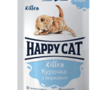 Happy Cat влажный корм для котят, Курочка-Морковь, кусочки в соусе, 100 г