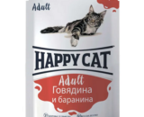 Happy Cat влажный корм для кошек, Говядина-Баранина, кусочки в соусе, 100 г