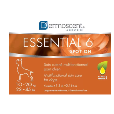 Dermoscent ESSENTIAL 6 spot-on, Эссеншиал 6 спот-он, капли дерматологические для собак от 10 до 20 кг, 1,2 мл*1 пипетка