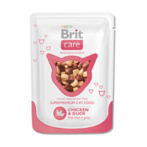 Brit Care влажный корм для кошек Курица и Утка в соусе 80г