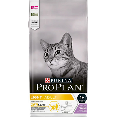 Pro Plan Light Adult сухой корм для кошек с избыточным весом Индейка, 1,5 кг