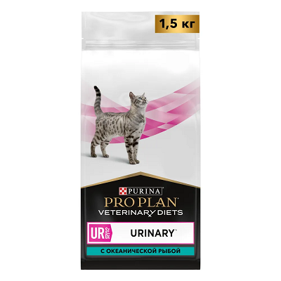 Pro Plan Veterinary Diets UR Urinary сухой корм для кошек для профилактики и лечения МКБ, Океаническая рыба, 1,5 кг