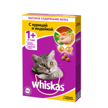 Whiskas сухой корм для кошек, Курица-Индейка, 350 г