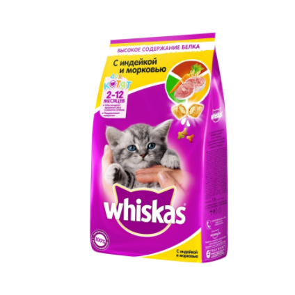 Whiskas сухой корм для котят Индейка-Морковь, 1,9 кг