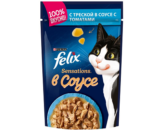 Felix Sensations влажный корм для кошек Треска в соусе с томатами, 85г