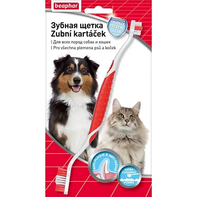 Beaphar двойная зубная щетка для кошек и собак
