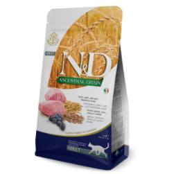 Farmina N&D ANCESTRAL GRAIN ADULT сухой корм для кошек Спельта-Овес-Ягненок-Черника, 1,5 кг