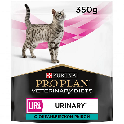 Pro Plan Veterinary Diets UR Urinary сухой корм для кошек для профилактики и лечения МКБ, Океаническая рыба, 350 г