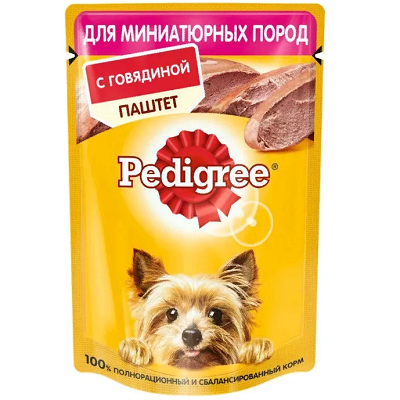 Pedigree влажный корм для собак миниатюрных пород, Говядина паштет 80г