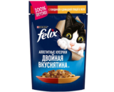 Felix Двойная Вкуснятина влажный корм для кошек Говядина, Птица в желе, 85г