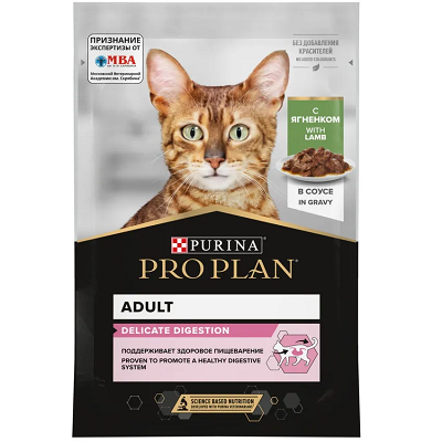 Pro Plan Nutri Savour Delicate влажный корм для кошек, кусочки в соусе, Ягненок, 85 г
