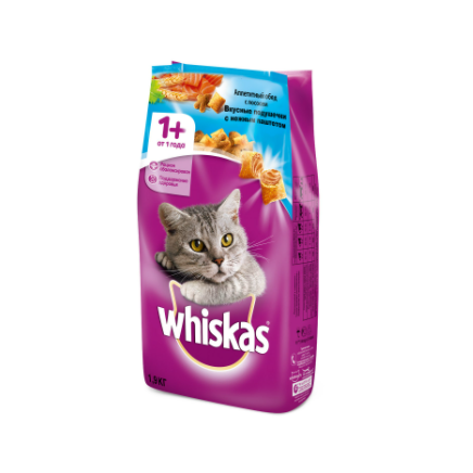 Whiskas сухой корм для кошек Лосось, 1,9 кг