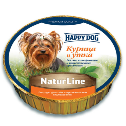 Happy Dog NaturLine влажный корм для собак, Курица-Утка, паштет, 85 г