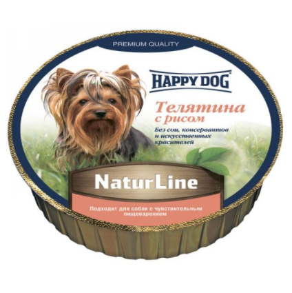 Happy Dog NaturLine влажный корм для собак, Телятина-Рис, паштет, 85 г