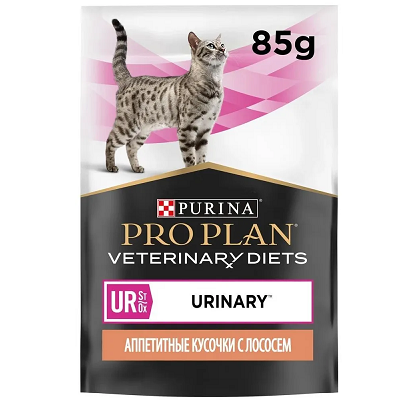 Pro Plan Veterinary Diets UR Urinary влажный корм для кошек, профилактика и лечение МКБ, Лосось, 85 г