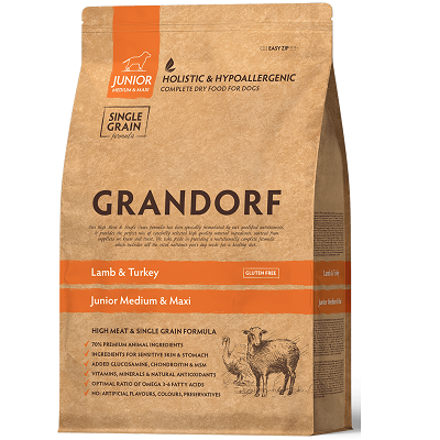 GRANDORF Lamb & Brown Rice Junior from 4 months сухой корм для щенков Ягненок-Рис, 3 кг