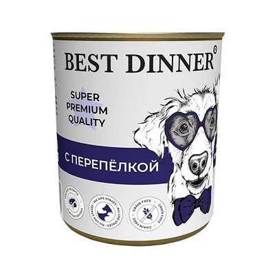 Best Dinner влажный корм для собак и щенков с 6 мес, с Перепелкой 340г