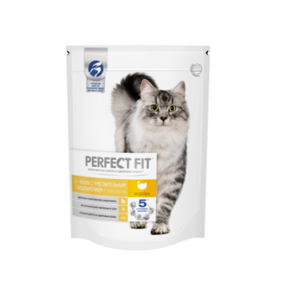 Perfect Fit Sensitive сухой корм для кошек с чувствительным пищеварением, Индейка, 650 г
