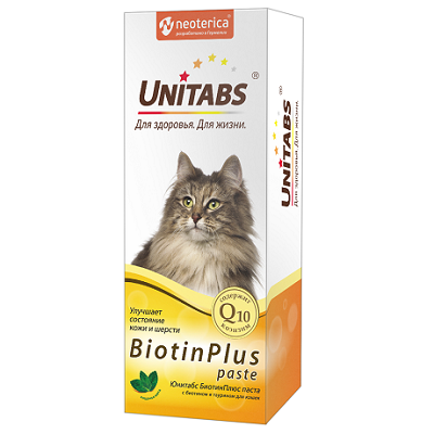 Unitabs Biotin Plus витамины в виде пасты для кошек, для кожи и шерсти 120мл