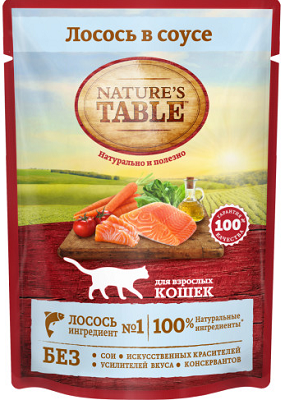 Nature`s Table влажный корм для кошек Лосось в соусе, 85г