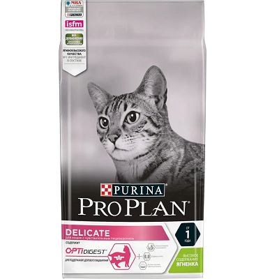 Pro Plan Delicate сухой корм для кошек с чувствительным пищеварением, Ягненок, 3 кг