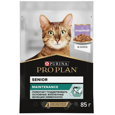 Pro Plan Nutri Savour Adult 7+ влажный корм для кошек, кусочки в соусе, Индейка, 85 г