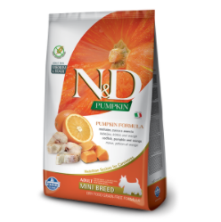 Farmina N&D PUMPKIN ADULT MINI BREED сухой корм для собак мелких пород Треска-Апельстн-Тыква, 0,8 кг
