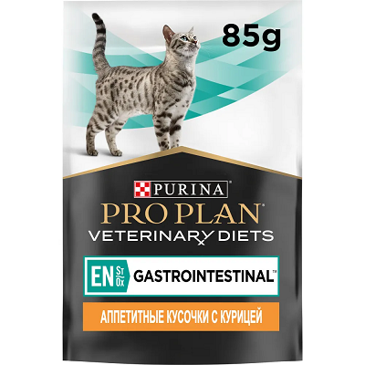 Pro Plan Veterinary Diets EN Gastrointestinal влажный корм для кошек, профилактика и лечение ЖКТ, Курица, 85 г
