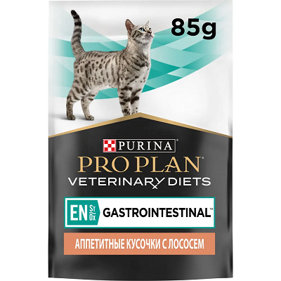 Pro Plan Veterinary Diets EN Gastrointestinal влажный корм для кошек, профилактика и лечение ЖКТ, Лосось, 85 г