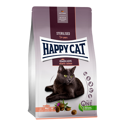 Happy Cat Sterilised сухой корм для стерилизованных кошек, Лосось, 300г