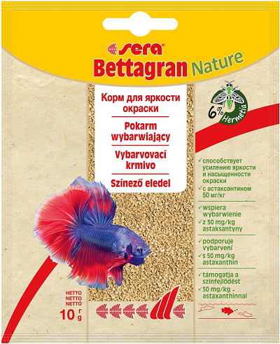 Sera Bettagran Nature корм в гранулах для петушков, усиление окраски, 10г