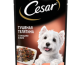 Cesar влажный корм для собак, тушеная Телятина с овощами, желе, 85г