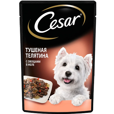 Cesar влажный корм для собак, Тушеная Телятина с овощами в желе, 85г