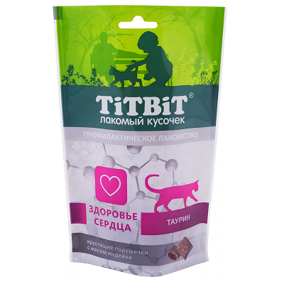 Tit Bit лакомство для кошек Здоровье Сердца подушечки с Индейкой 60г