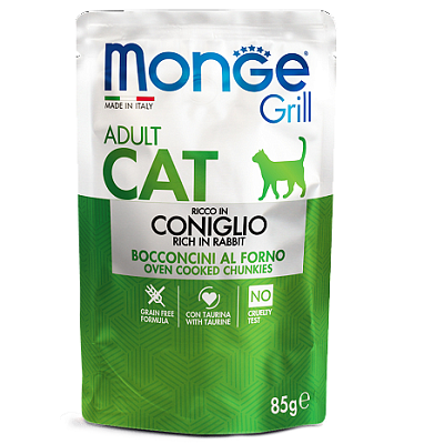Monge Grill Cat Adult влажный корм для кошек, Кролик 85г