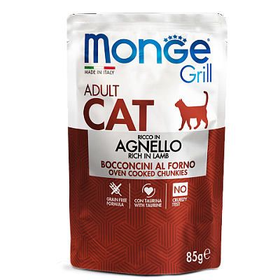 Monge Grill Cat Adult влажный корм для кошек, Ягненок 85г
