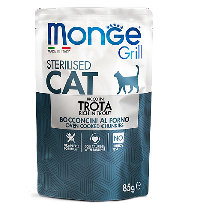 Monge Grill Cat Sterilised влажный корм для стерилизованных кошек, Форель 85г