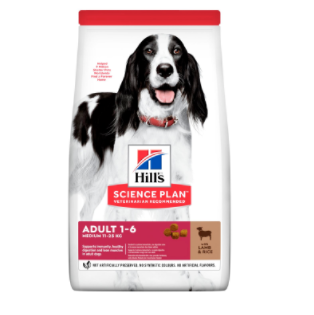 Hills Science Plan сухой корм для собак средних пород от 1 до 6 лет Ягненок-Рис, 2,5 кг