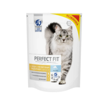 PERFECT FIT Sensitive сухой корм для кошек с чувствительным пищеварением, Лосось, 650 г