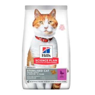 Hills Science Plan Sterilised Cat Young Adult сухой корм для стерилизованных кошек от 6 мес до 6 лет Утка, 1,5 кг