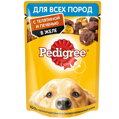 Pedigree влажный корм для собак, Телятина с Печенью в желе 85г