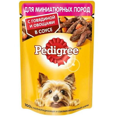 Pedigree влажный корм для собак миниатюрных пород, Говядина с Овощами в соусе 85г