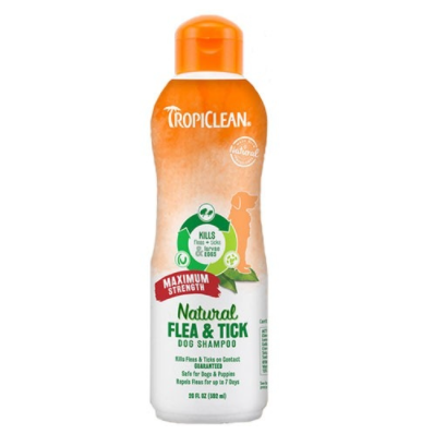 TropiClean Natural Flea & Tick Dog shampoo шампунь для собак от блох и клещей, максимальная защита, 592 мл