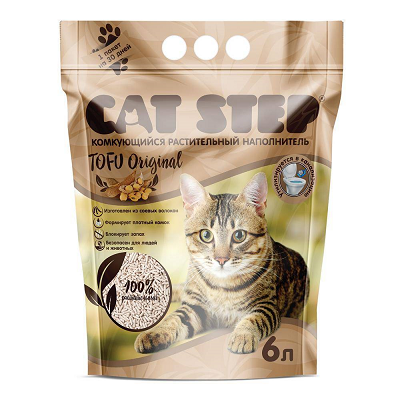 CAT STEP Tofu Original наполнитель для кошачьего туалета, комкующийся растительный, 6л