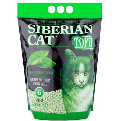 Siberian Cat Tofu Green Tea наполнитель для кошачьего туалета, комкующийся с ароматом Зеленого чая, 6л