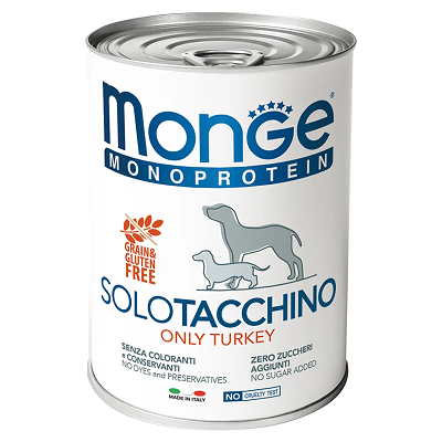 Monge Monoprotein Dog влажный корм для собак, Индейка, паштет 400г