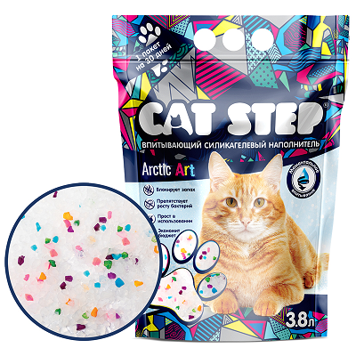 CAT STEP Arctic Art наполнитель для кошачьего туалета впитывающий, силикагель, 3,8 л